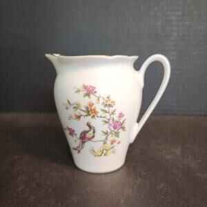 Vtg KAHLA Germany~Bird Of Paradise~ Creamer, Scalloped Edge, Gold Trim 4oz